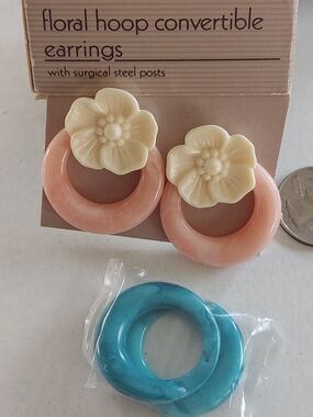 Vintage Avon Floral Hoop Convertible Earrings